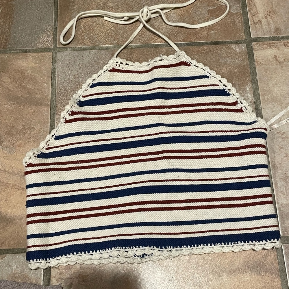 Forever 21 Striped Cropped Halter Top Size Medium